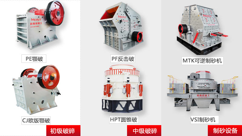 砂石設備種類多，適用於不同的生產階段